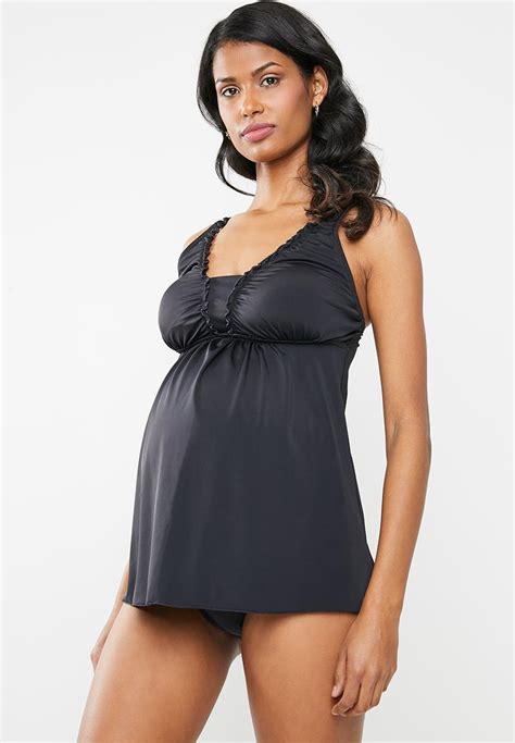 Maternity Plain Tankini Bottom Black Jacqueline Swimwear