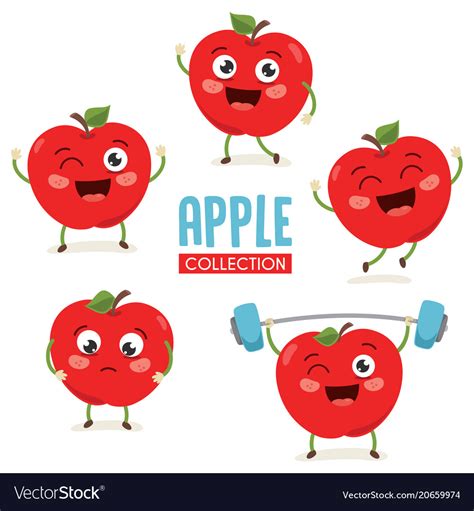 Apple Characters Royalty Free Vector Image Vectorstock