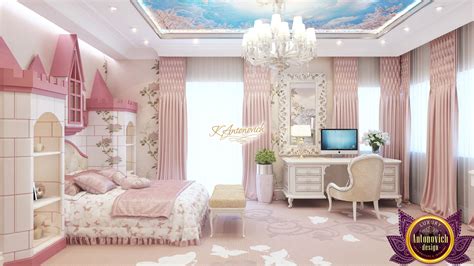 Girlish pale pink bedroom design. Pink colors in bedroom
