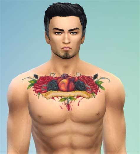 Rose Chest Tattoo For Males At Mckenzie Layne Sims 4 Updates