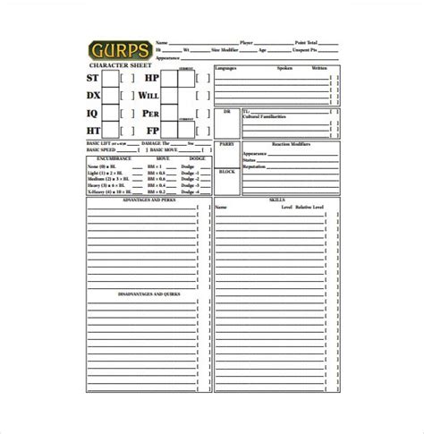 Character Sheet Template 8 Free Pdf Documents Download Free