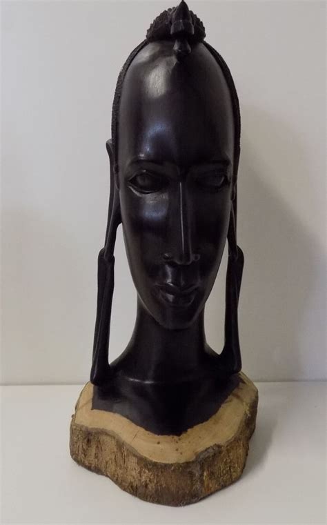 Maasai Women Bust Hand Carved From Ebony Wood In Tanzania African