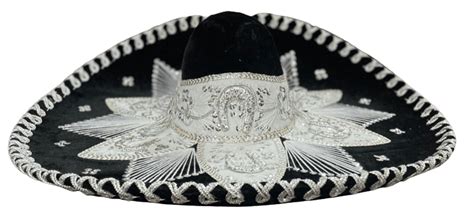Sombrero Charro Mariachi Black And Silver — Rodeo Durango Intl