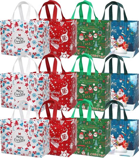 12 Pack Christmas Tote Bags With Handle Large T Bag