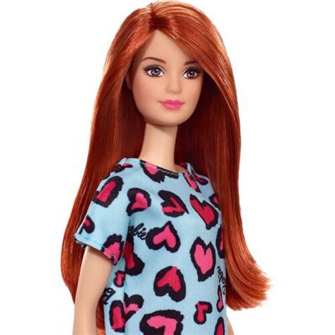 Barbie Doll Red Hair Wearing Yellow And Purple Heart Print Dress And Platform Sneakers 1 Ct
