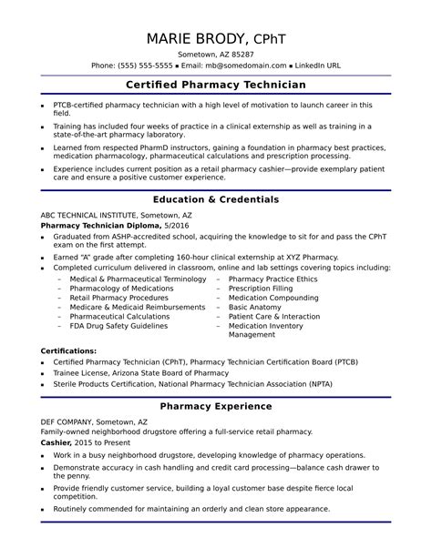 Sample Resume For Fresh Graduate Pharmacist