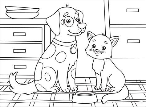 Dog And Cat Educational Coloring Pages Printable