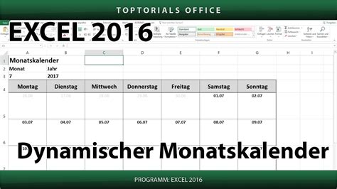 Dynamischen Monatskalender Erstellen Download Excel Youtube