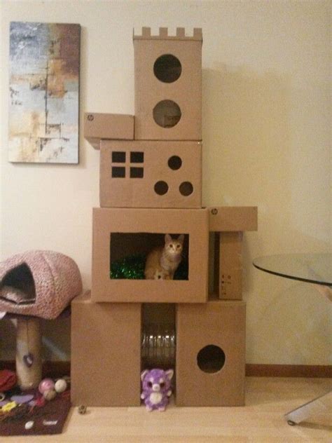 Diy Cardboard Cat Furniture Diy Cat Tree House 21 Steps With Pictures