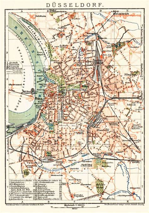 Old Map Of Düsseldorf In 1910 Buy Vintage Map Replica Poster Print Or
