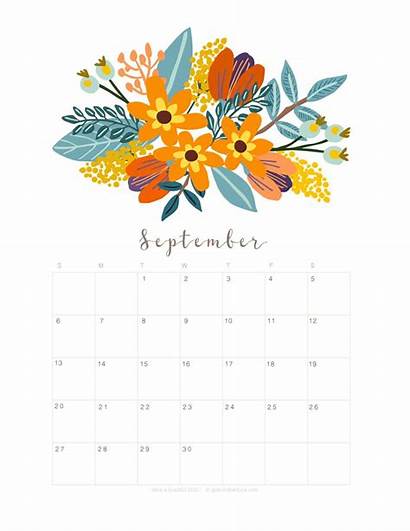 Calendar September Printable Planner Monthly Flowers Flower
