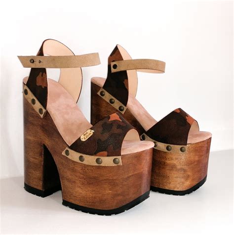 70s Style Platform Sandals Made Of Leather Etsy Australia