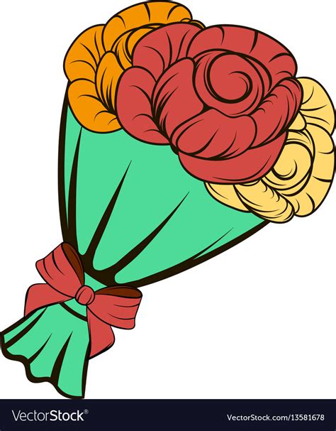 Bouquet Of Roses Icon Cartoon Royalty Free Vector Image
