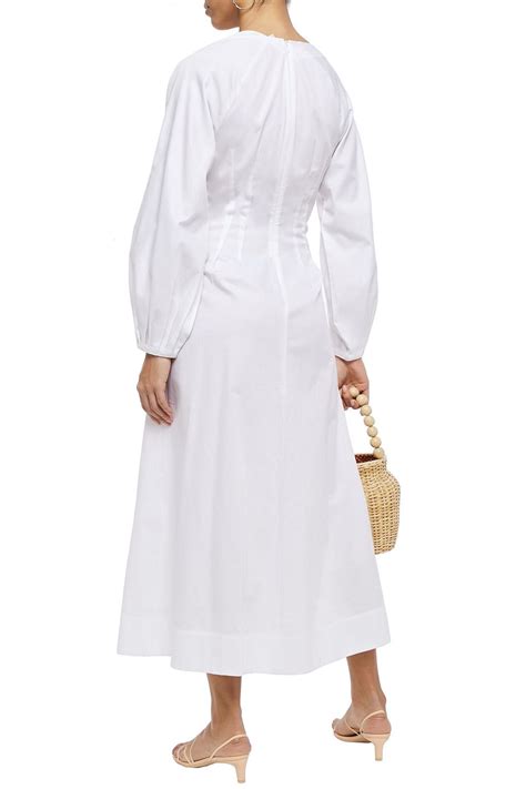 Mara Hoffman Vivica Tie Front Pleated Cotton Poplin Midi Dress Sale Up To Off The Outnet