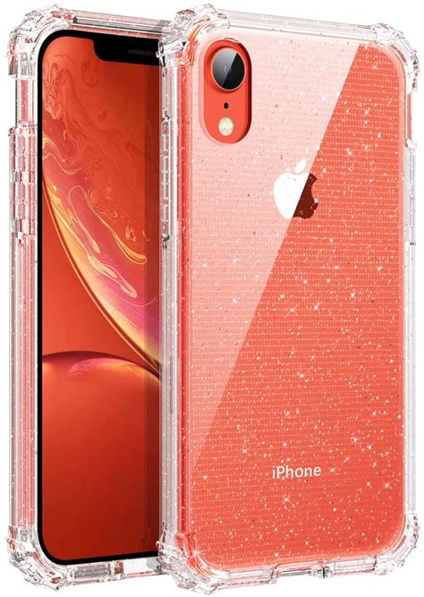 Domaver Iphone Xr Case Iphone Xr Cases Glitter Clear Dual Layer Hybrid