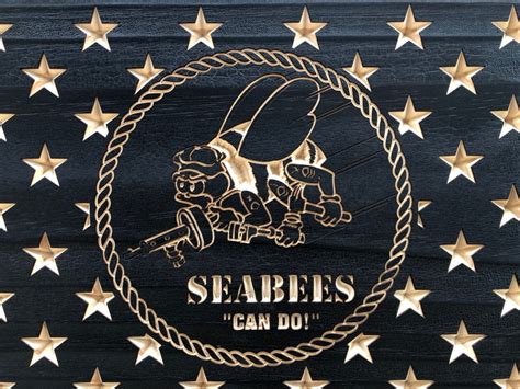 Seabees American Flag Wooden Us Navy Seabee Flag Wooden Etsy
