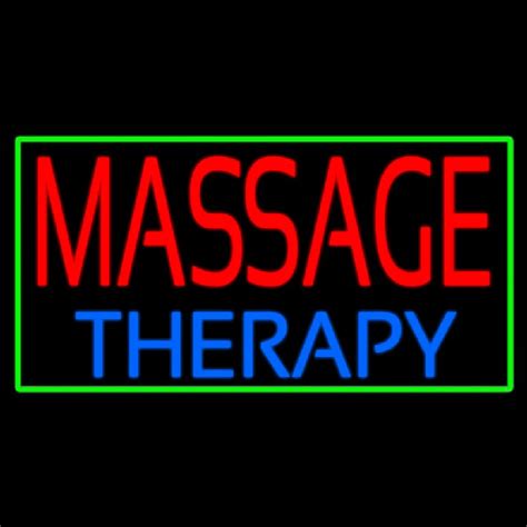 Custom Massage Therapy With Green Border Neon Sign Usa Custom Neon