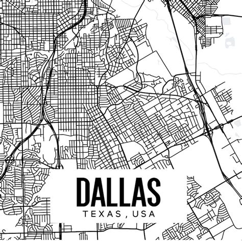 Dallas Texas Printable Map Dallas Map Print Texas Wall Art Etsy