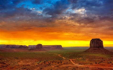 monument valley sunset desert rock formation dirt road landscape ...