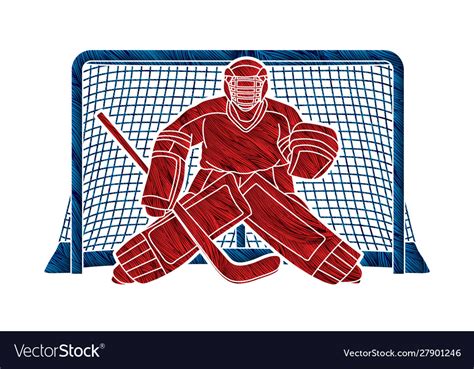 ice hockey goalie sport player cartoon action vector image