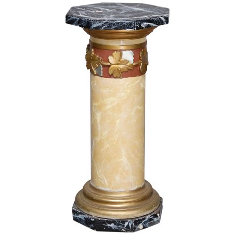 Column Pedestal Of Marble And Brass At 1stdibs