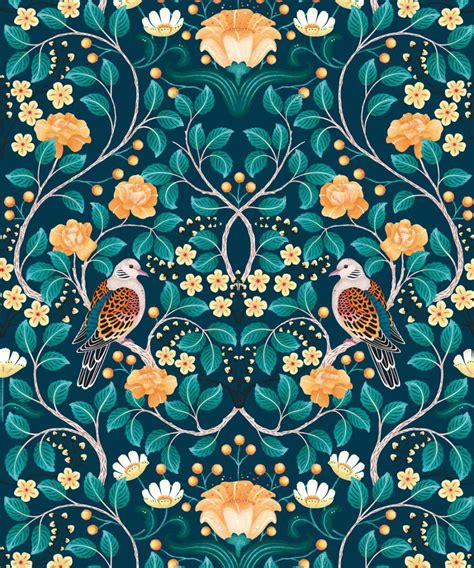 Turtle Doves • Colourful Bird Wallpaper • Milton And King Uk
