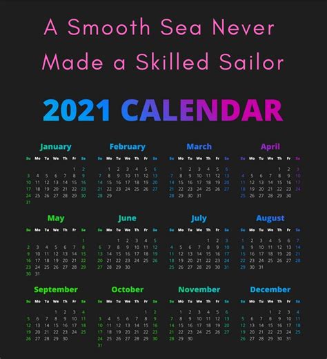 Further, it is possible to record details of events. Inspirational 2021 Calendar With Quotes, Sayings ...