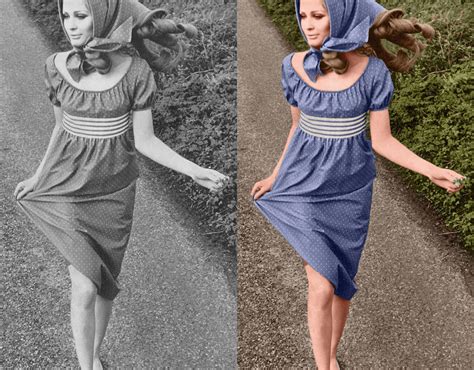 Sue Murray Showing A Polly Peck Dress Uk Vogue 1967 Colorization