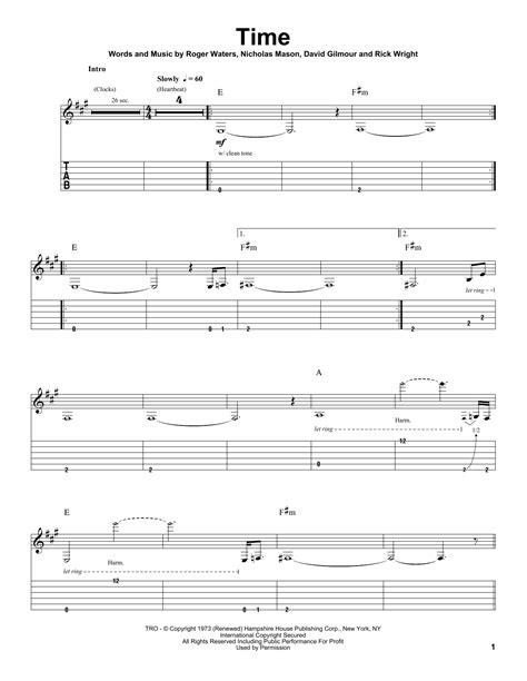 Time By Pink Floyd Guitar Tab Play Along Guitar Instructor