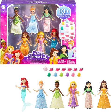 mattel disney princess toys 6 posable small dolls with sparkling clothing and 13