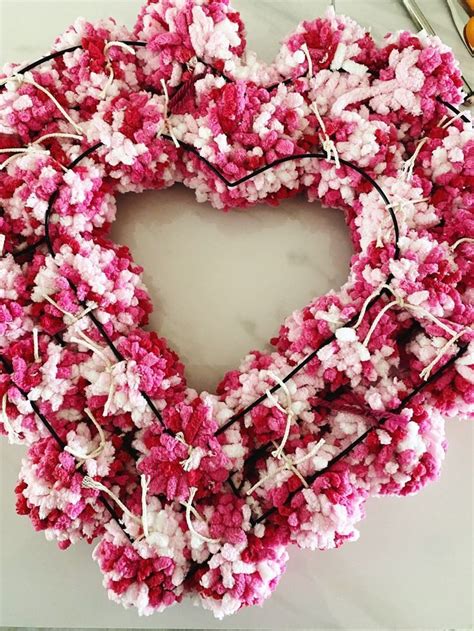 Bright And Easy Heart Shaped Pom Pom Wreath Wildflowers And