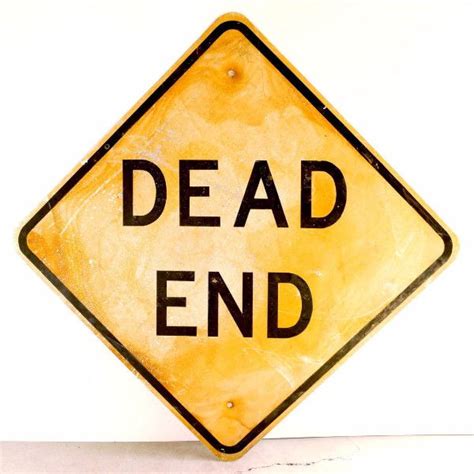 Vintage Metal Dead End Sign In Yellow And Black 30 Square C1970s