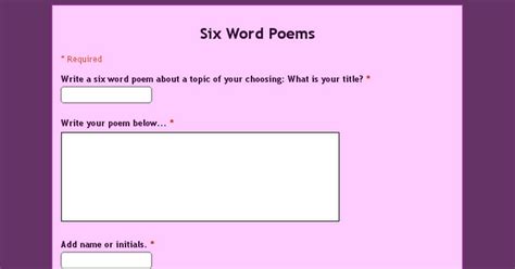 Six Word Poems