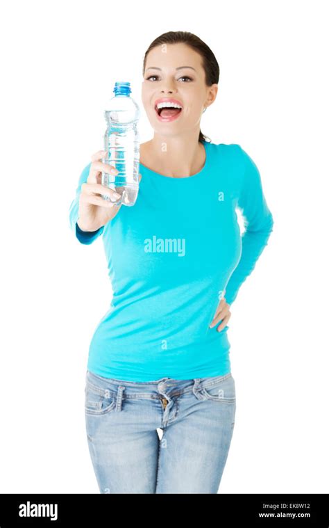 Woman With Bottle Of Mineral Water Stock Photo Alamy