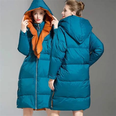 newest 2018 winter women s designer down jacket patchwork hooded female plus size parka loose
