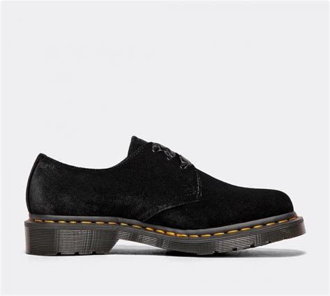 Womens 1461 3 Eye Velvet Shoe Black Balck Dr Martens Shoes • Urbanglitters