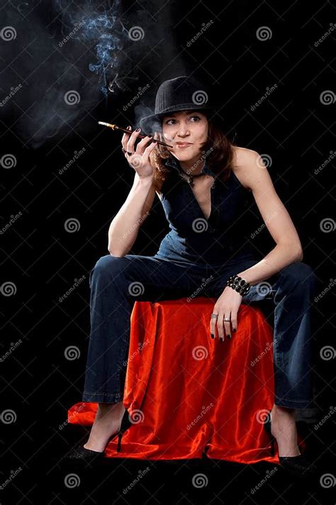 Woman With Cigarette Holder Stock Photo Image Of Isolated Brunette