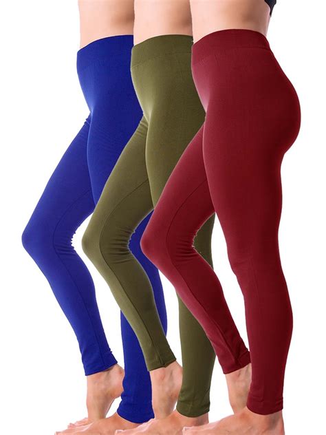 3 Pack Womens Winter Warm Fleece Lined Thick Brushed Full Length Leggings Thights Thermal Pants
