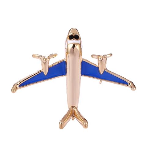 1pcs Airplane Model Brooch Red Enamel Gold Color Metal Brooches Pins