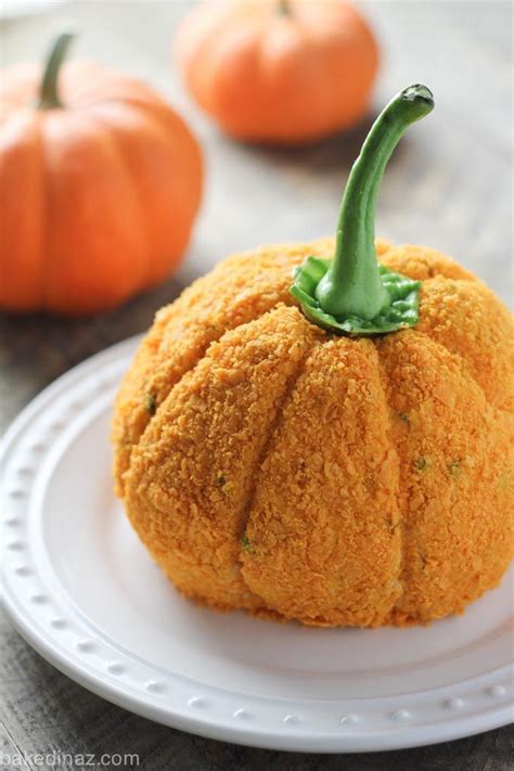 Pumpkin Shaped Cheese Ball Baked In Az Recipe Cheese Ball