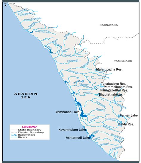 Besides these, there are more 35 small rivulets and rivers that flow down from the western ghats and most of these rivers are crossable up to the midland region and thus provide the means of economic transport for boats, ferries and etc. Jungle Maps: Map Of Kerala Rivers