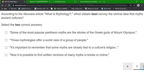 Newsela Answers According To The Newsela Article What Is Mythology
