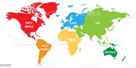 Ilustración De Mapa Del Mundo Dividido En Seis Continentes Cada