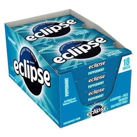 Eclipse Peppermint Sugarfree Gum 18 Piece Pack 8 Packs