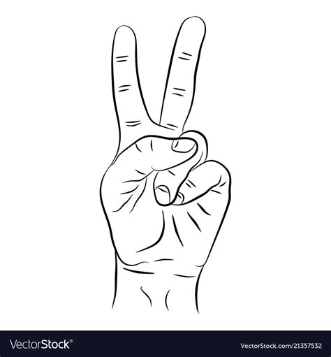 Contour Hand Two Fingers Victory Sign Or Peace Vector Image