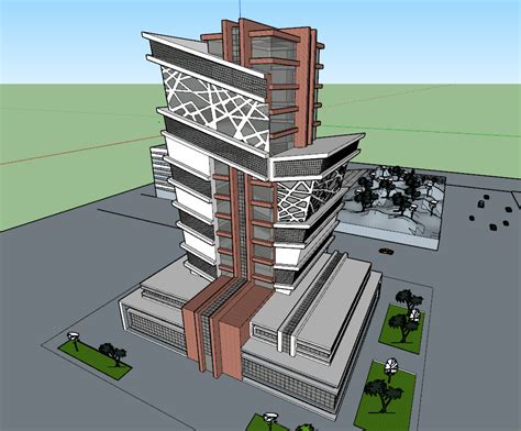 Commercial High Rise Building 3d View Skp File Cadbull High Rise