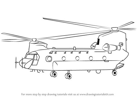 Learn How To Draw A Boeing Ch 47 Chinook Helicopter Military Step By