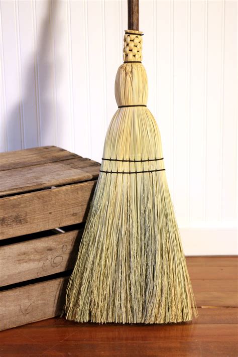 Kitchen Broom Natural Hardwood Handle Lightweight With Long Handle