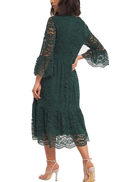Jd Williams Jd Williams Forest Green Lace Puff Sleeve Midi Dress Plus Size 14 To 28