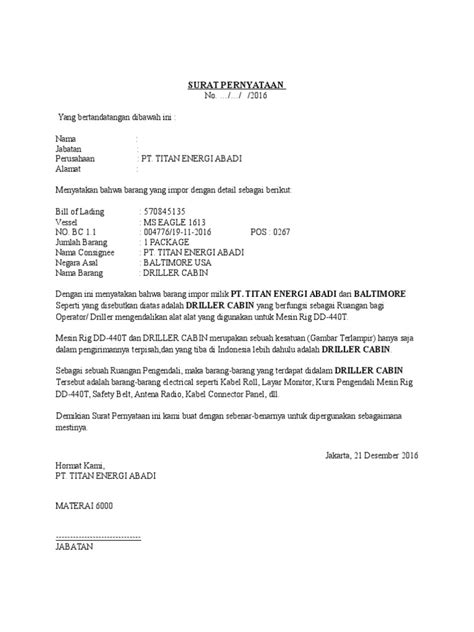 Dan didalamnya selalu memuat isi tentang pernyataan diri yang disaksikan oleh beberapa orang. Contoh Surat Pernyataan Keterangan Kegunaan Barang
